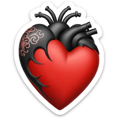Black and red heart tattoo style sticker