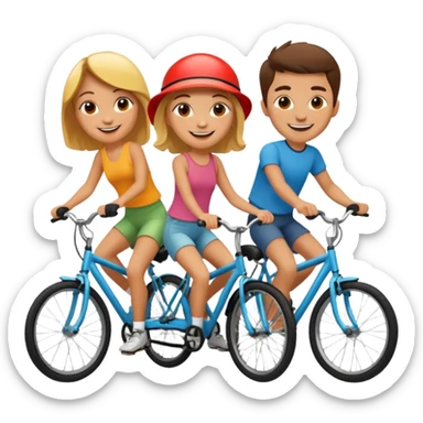 3 friend ride bike sticker