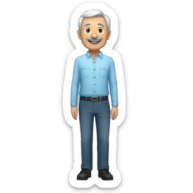 Full body : male, 70 years old. -167cm, 65kg, sky blue, black bottom" sticker