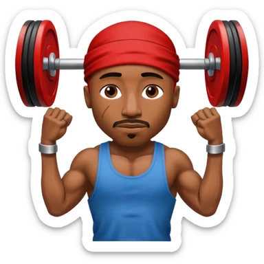 tupac lifting weights sticker