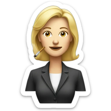 middleaged, female blond CEO smoking sticker