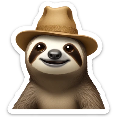 Sloth wearing a hat sticker