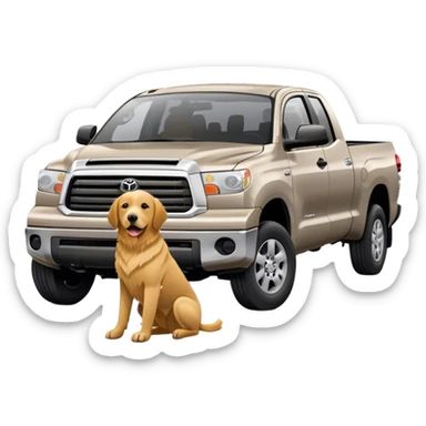 Gray 2008 Toyota tundra with golden retriever in front  sticker