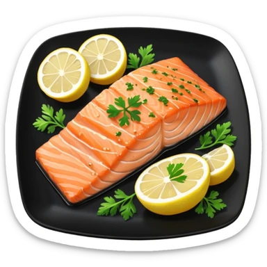 Grilled Salmon With Lemon Butter on a black plate sticker