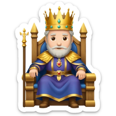 old king sitting on throne sticker