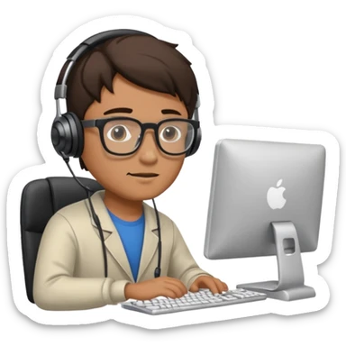 animated a man working in pc programing sticker