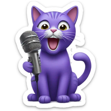purple cat singing in microphone sticker