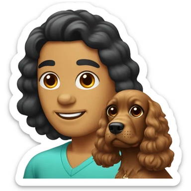 A cocker spaniel with a short beard Latin man and a Latina with thick brows  sticker