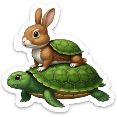 Turtle being ridden by a rabbit sticker