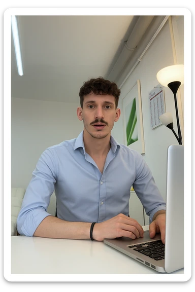 uomo che ha perso massa ed è piatto muscolarmente, lui è in piedi sticker