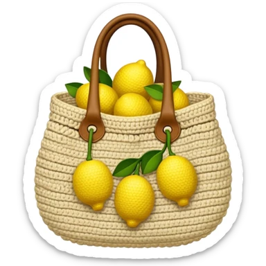 beige crocheted bag holding lemons sticker