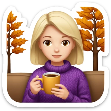 🍁☕📖 Cozy autumn evening with a warm coffee and a book sticker
