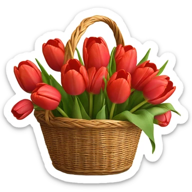 Red tulips bouquet in basket the same as the white ones you gave me without the bow sticker
