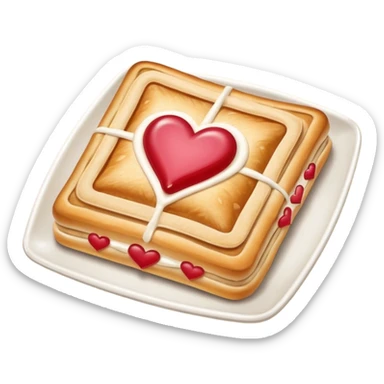 Toaster strudel pastry with hearts sticker