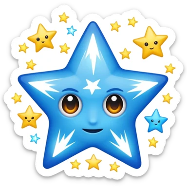 Rayos, centellas y estrellas en color azul con expresiones de furia sticker
