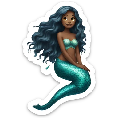 mermaid with long hair sticker