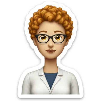 woman teacher with ginger short curly hair whearing glasses white skin  sticker