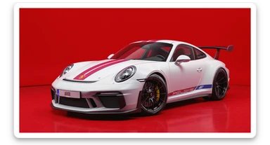 Medium shot of a porsche 911 made of russian capret, red solid studio background, low keu light, top soft light, dutch angle,  captured by arri alexa sticker