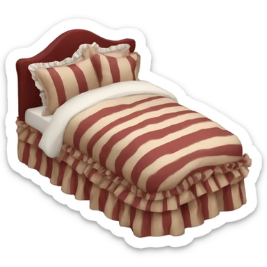 Bed Dark Red beige striped with ruffles sticker