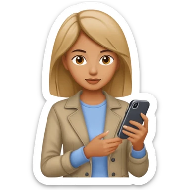 woman casual clothes looking at a mobile phone sticker