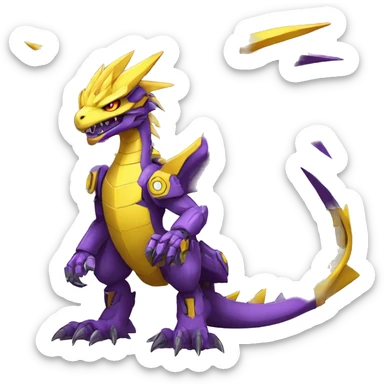 Cool Edgy Purple Yellow Digimon-Fakemon-Raptor-Dragon-Mecha full body sticker