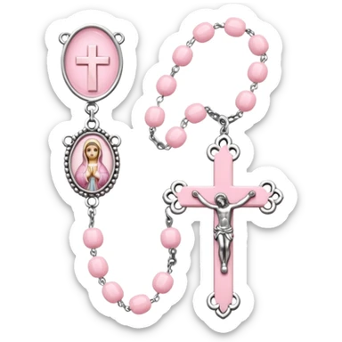 Beautiful dainty baby pink catholic rosary sticker
