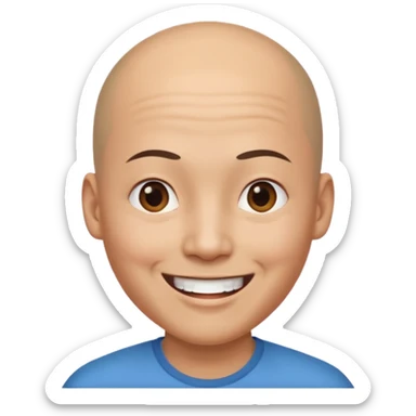 chineese man with a bald head and ponytail coming out in the middle sticker