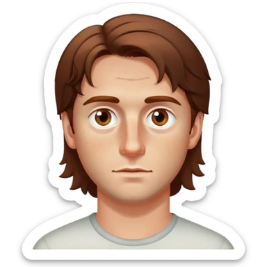 Polish man with medium length brown hair and freckles around his left eye sticker