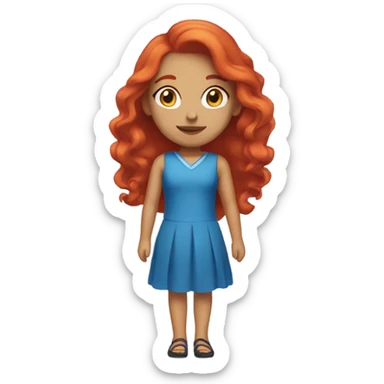 Girl, red hair, colorful makeup, blue dress sticker