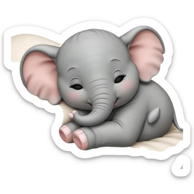 meme-worthy-cute-sleeping-baby-elephant-portrait-emoji,-head-resting-peacefully-with-a-contented-smile,-showcasing-a-delightfully-tiny-build-and-a-luxuriously-soft-gray-hide,-eyes-shut-in-a-serene,-restful-nap,-simplified sticker