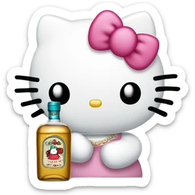 Hello kitty Crying sad tears depressed with tequila hello kitty sticker