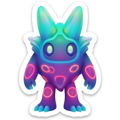 An exotic neon colorful unique bizarre eccentric Fakémon-creature (full body) sticker