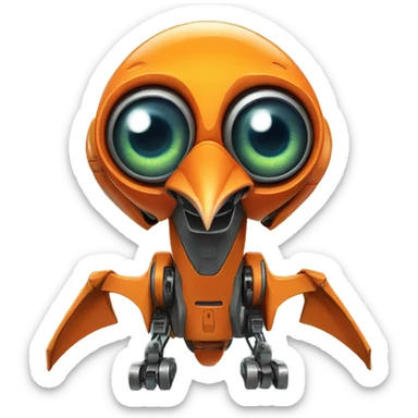 orange pterodactyl robot mechanical with one eye sticker
