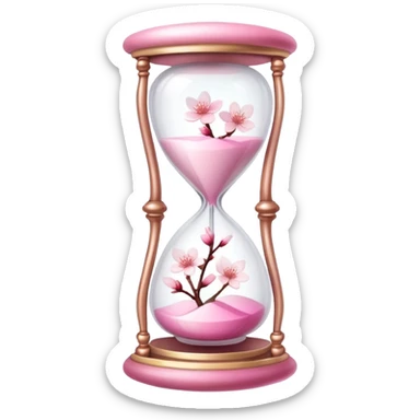 Pink pastel and white gradient Cherry Blossom hourglass sticker