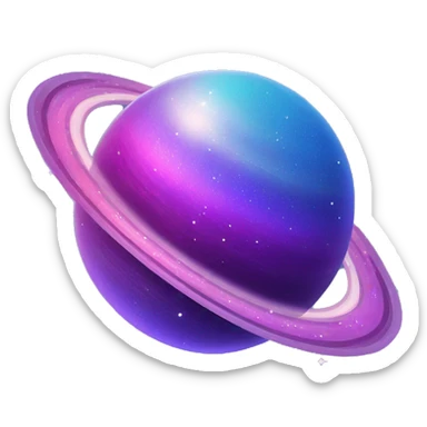 sparkly glittery blue purple and pink gradient planet with a cheesy saturn ring sticker