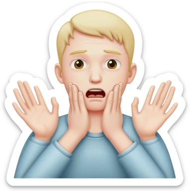 person choking themselves with two hands ￼ sticker