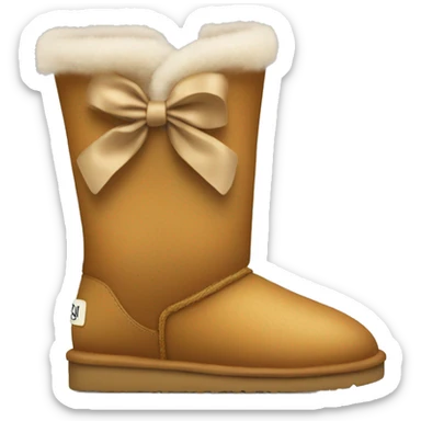 Uggs boots with a little tan bow on the side sticker