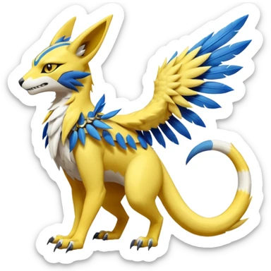 Latias-Vernid-Lombax-Renamon-Zeraora-Bastet-Fakémon-Digimon-hybrid-fusion-creature, full body sticker