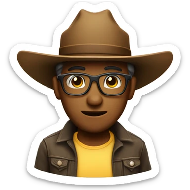nerd emoji but with cowboy hat sticker