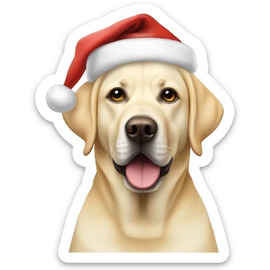 Yellow English lab wearing Santa hat sticker