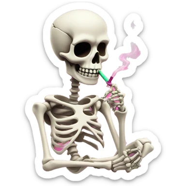 Cute skeleton smoking pink colored hookah  sticker