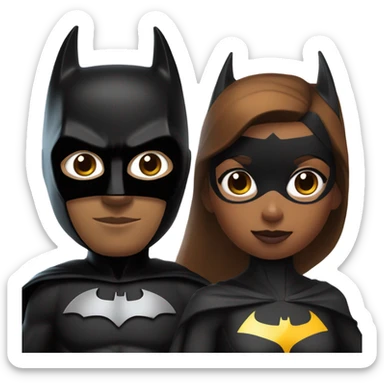 Brown skin batgirl and Batman sticker