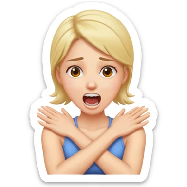 Arms crossed holding neck screaming girl sticker