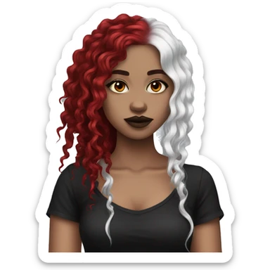 goth girl curly black and red hair sticker