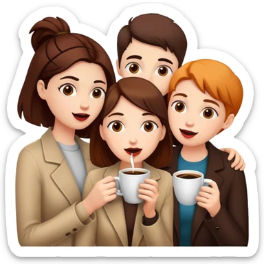 girl friends drinking coffe and gossiping sticker