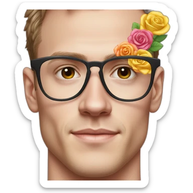 Jonathan Toews wearing glasses as a rainbow musical note with pastel roses sticker
