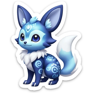Shiny snowy pastel Noibat-Meowstic-Umbreon-Fakémon-hybrid-creature (full body)  sticker