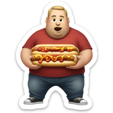 Fat guy eating hotdog sticker