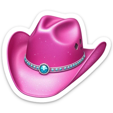 Make a pink glittery cowgirl hat sticker