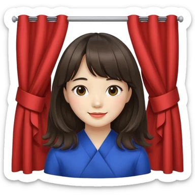 Korean girl with medium hair and curtain bangs sticker